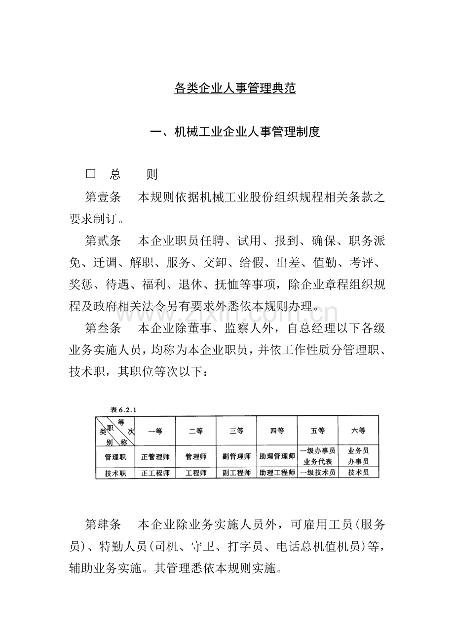 机械工业企业人事管理制度分析样本.doc_第1页