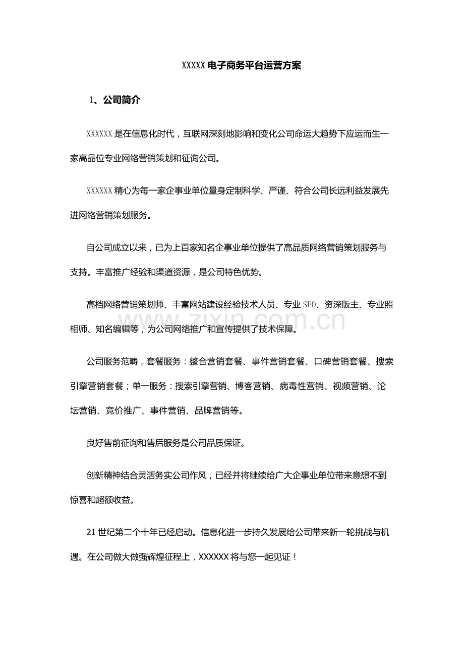 电子商务平台运营专项方案.doc_第1页