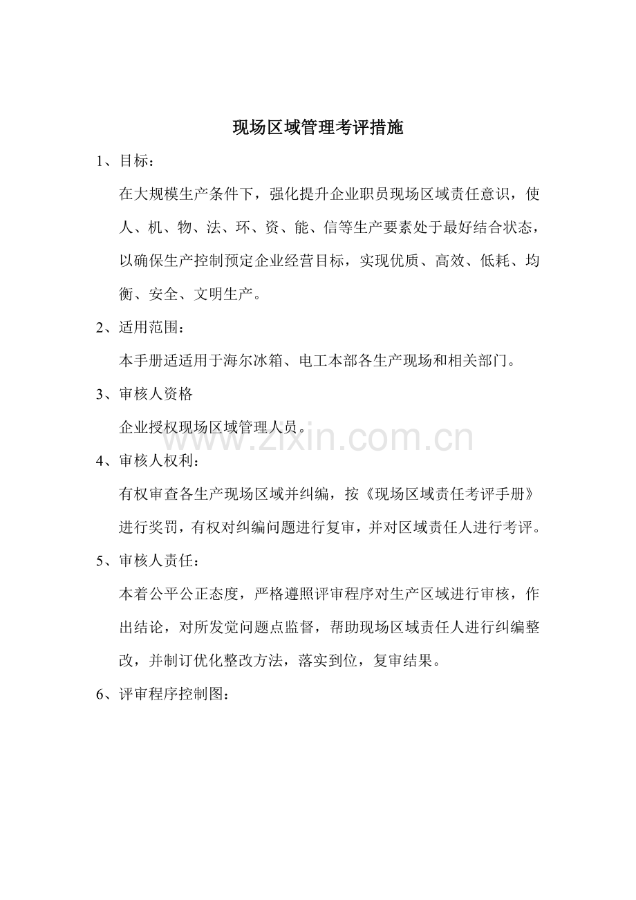 海尔冰箱现场区域管理考核手册模板.doc_第1页