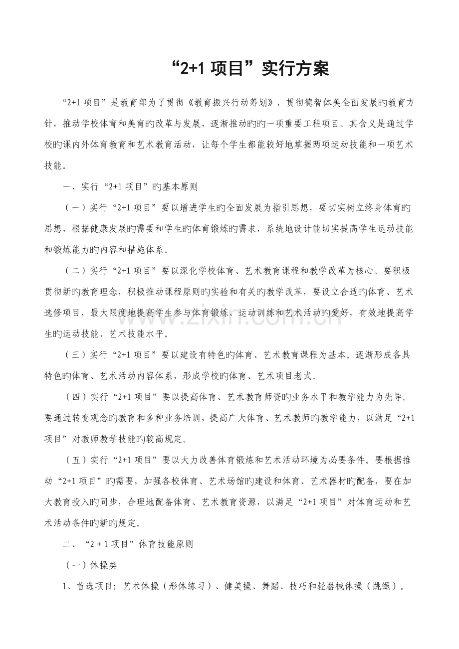 教育部体育艺术专项项目技能重点标准专题方案.docx_第1页