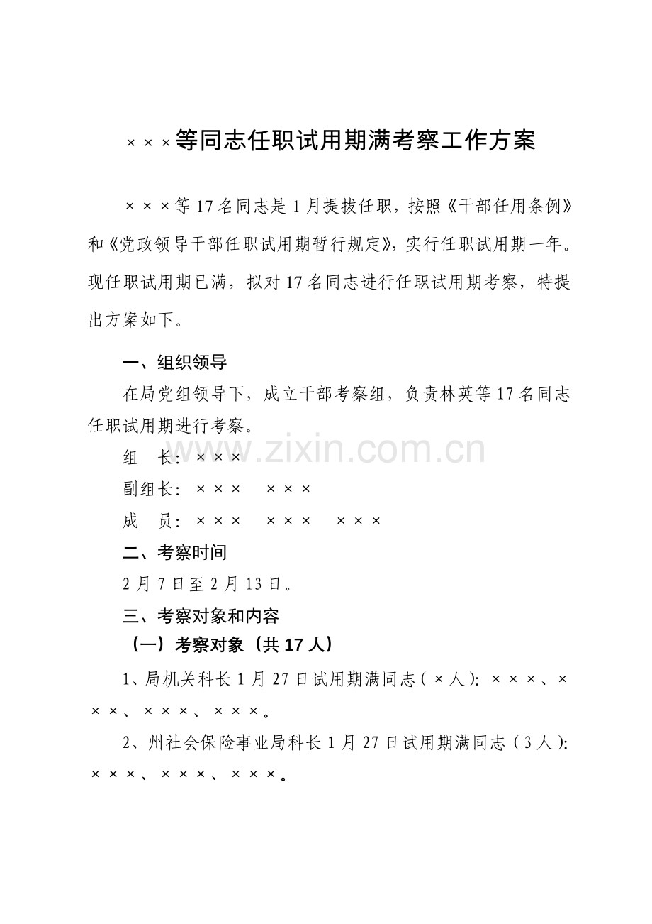 等同志任职试用期满考察工作专项方案.doc_第1页