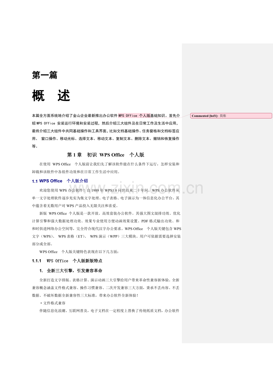 金山WPS个人版用户手册转用模板.doc_第1页