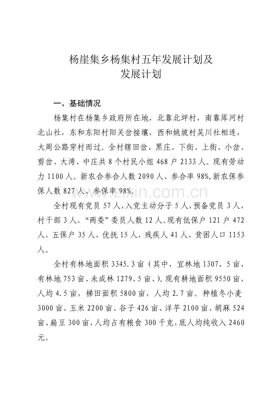 村五年发展规划及年度发展计划样本.doc_第1页