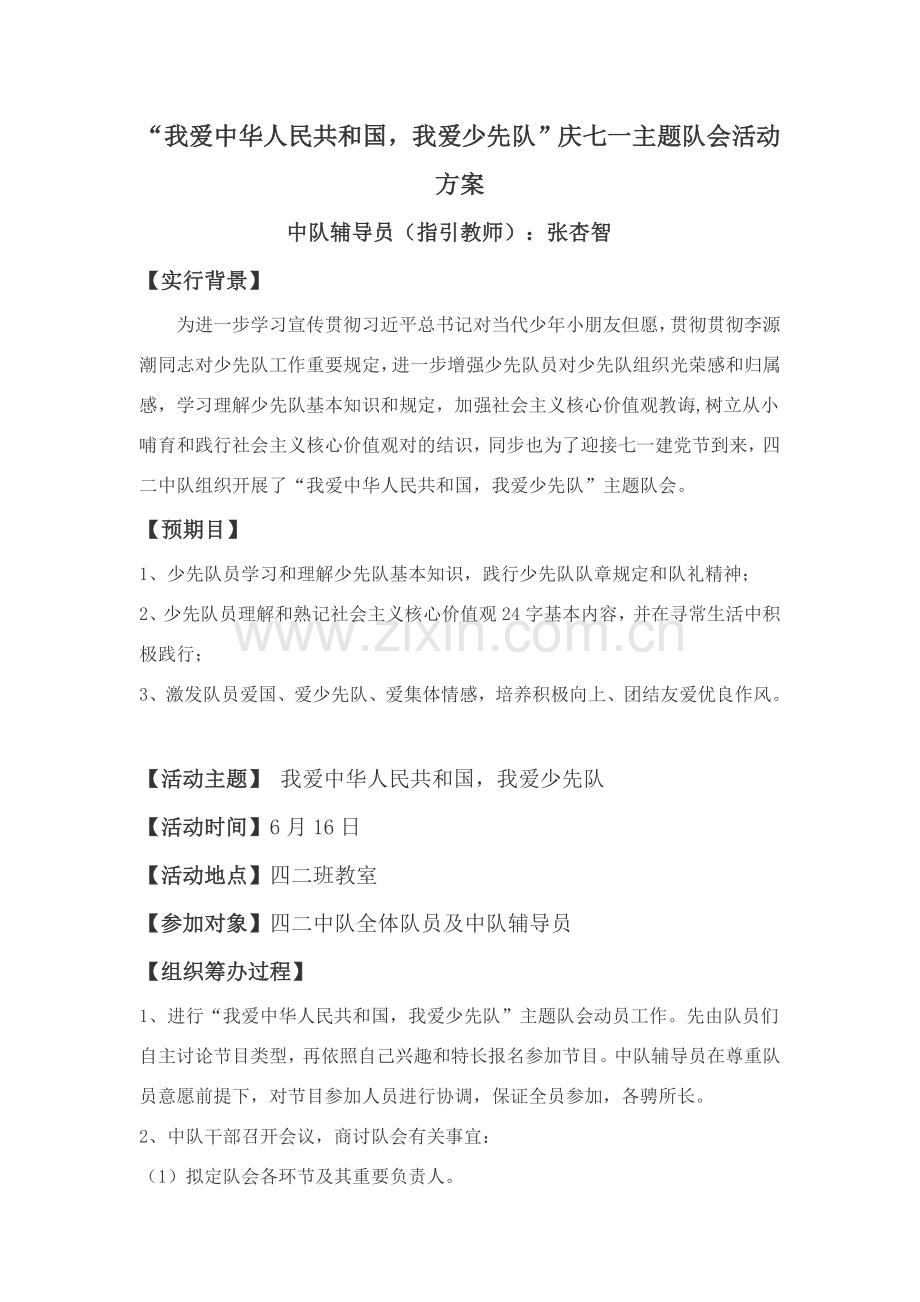 队会活动专项方案二份.doc_第1页