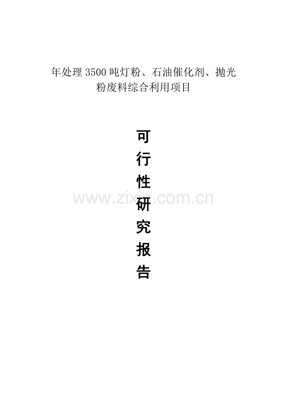 年处理3500吨灯粉、石油催化剂、抛光粉废料综合利用项目可行性研究报告书.doc_第1页