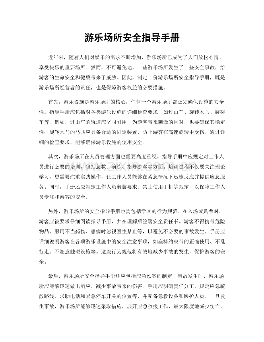 游乐场所安全指导手册.docx_第1页
