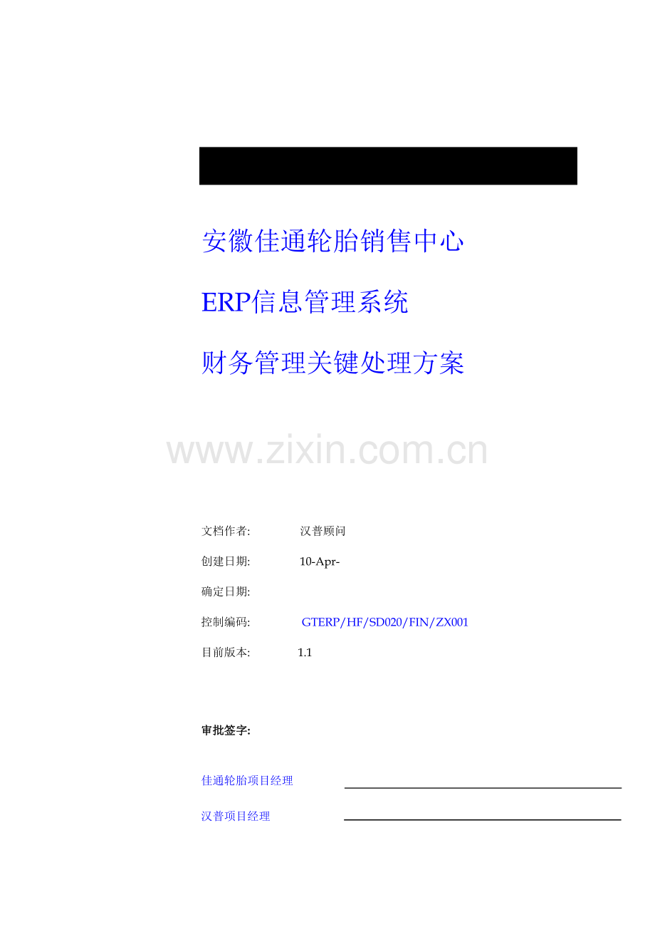 轮胎有限公司销售中心ERP信息管理系统财务管理核心解决方案模板.doc_第1页