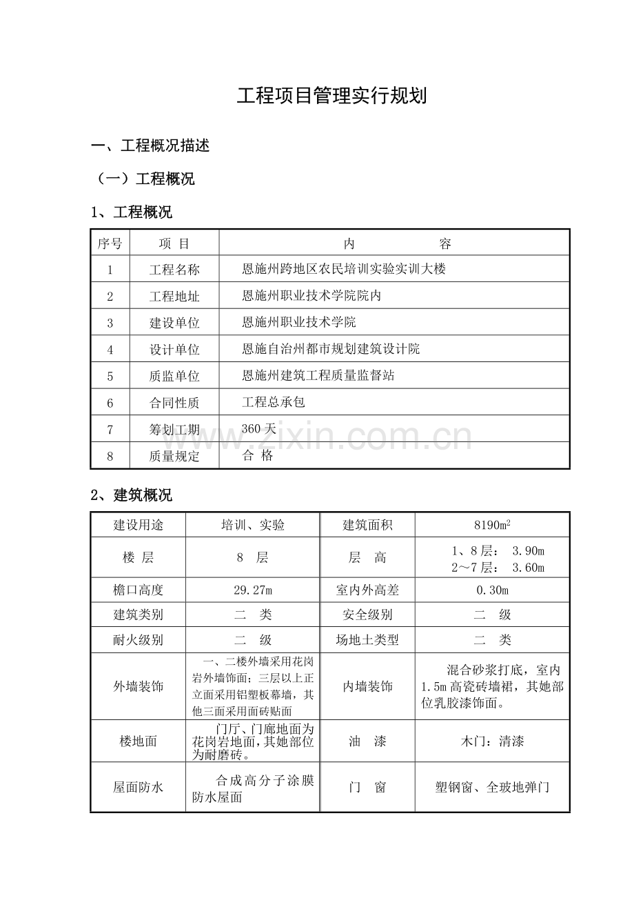 综合项目工程综合项目管理实施规划方案.doc_第1页