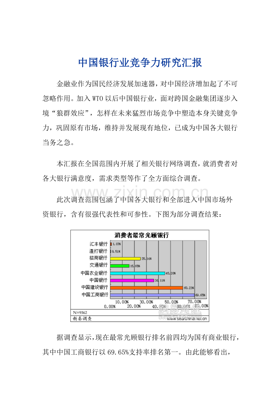 银行业的竞争力研究报告样本.doc_第1页