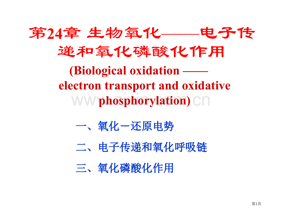 生物氧化电子传递和氧化磷酸化作用省公共课一等奖全国赛课获奖课件.pptx_第1页