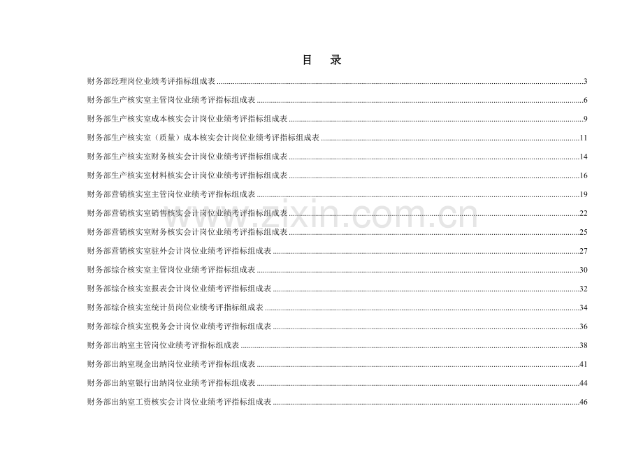 财务部绩效考核指标管理模板.doc_第1页