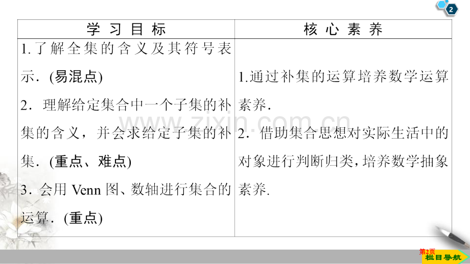 集合的基本运算集合与常用逻辑用语说课稿全集、补集及综合应用省公开课一等奖新名师比赛一等奖课件.pptx_第2页