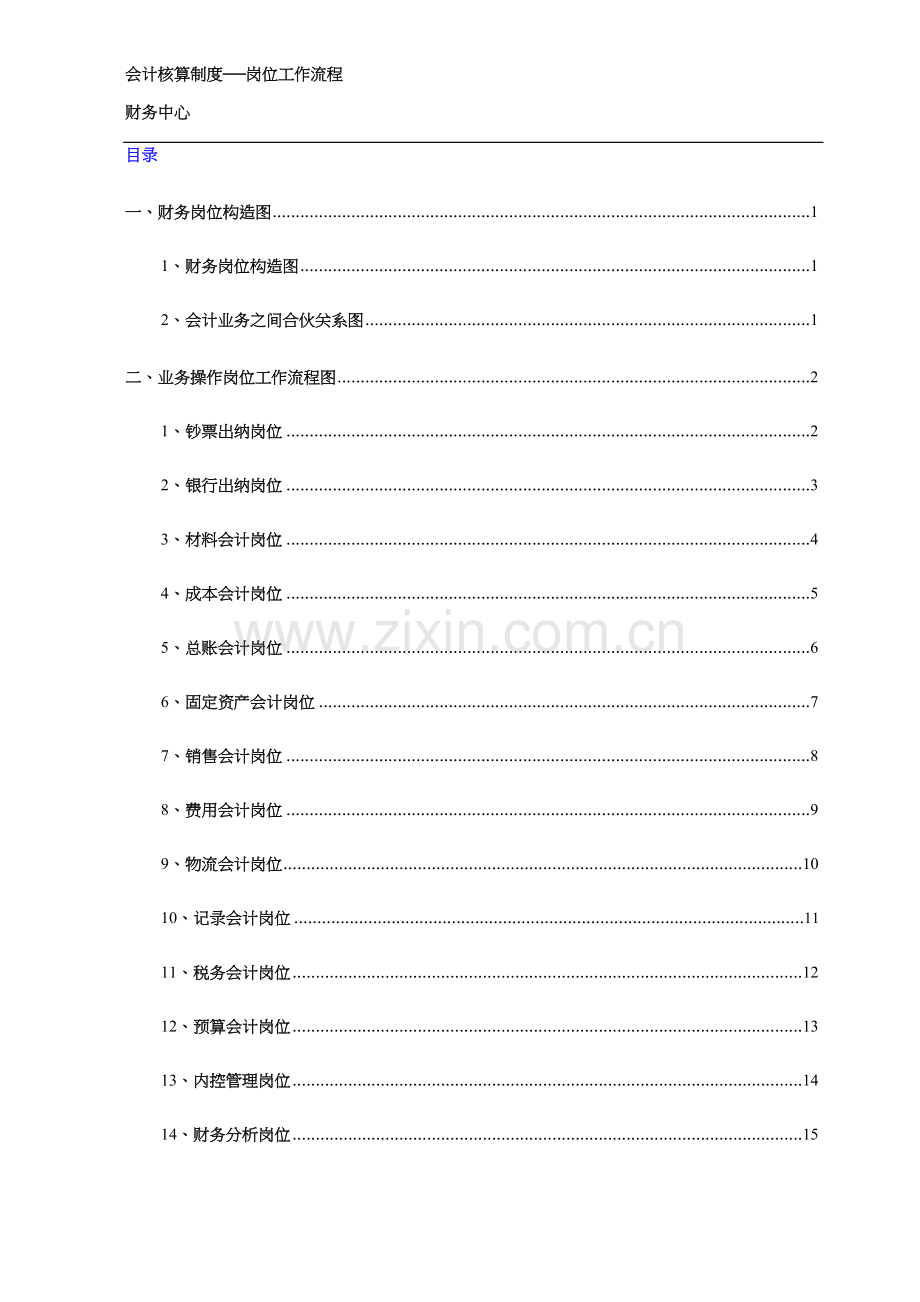 集团企业财务人员各岗位职能职责及工作作业流程.doc_第1页