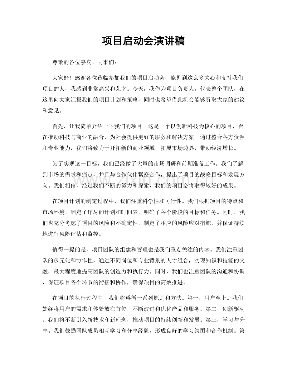 项目启动会演讲稿.docx_第1页