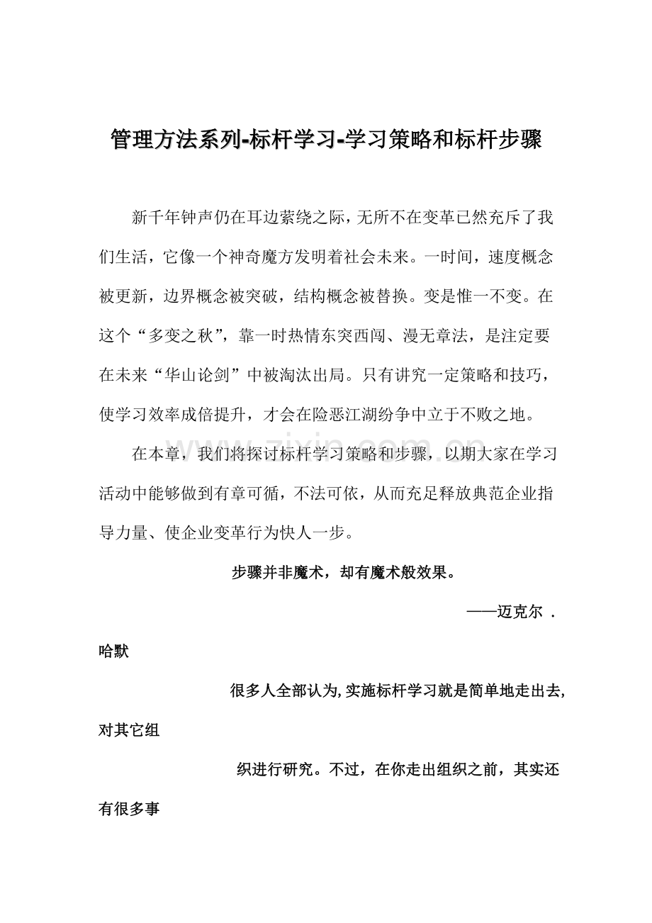管理方法系列标杆学习学习策略与标杆流程模板.doc_第1页