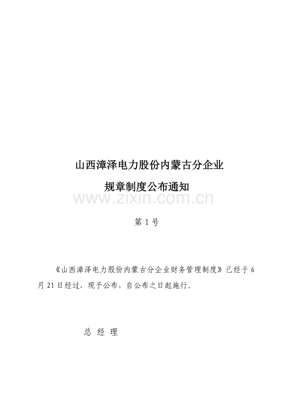 电力公司内蒙古分公司财务管理制度样本.doc_第1页