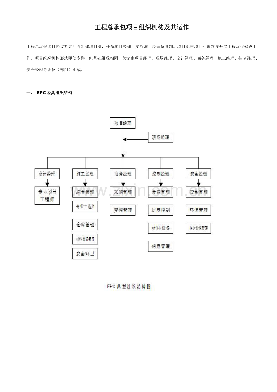 综合重点工程总承包EPC优质项目组织机构及其运作是.doc_第1页