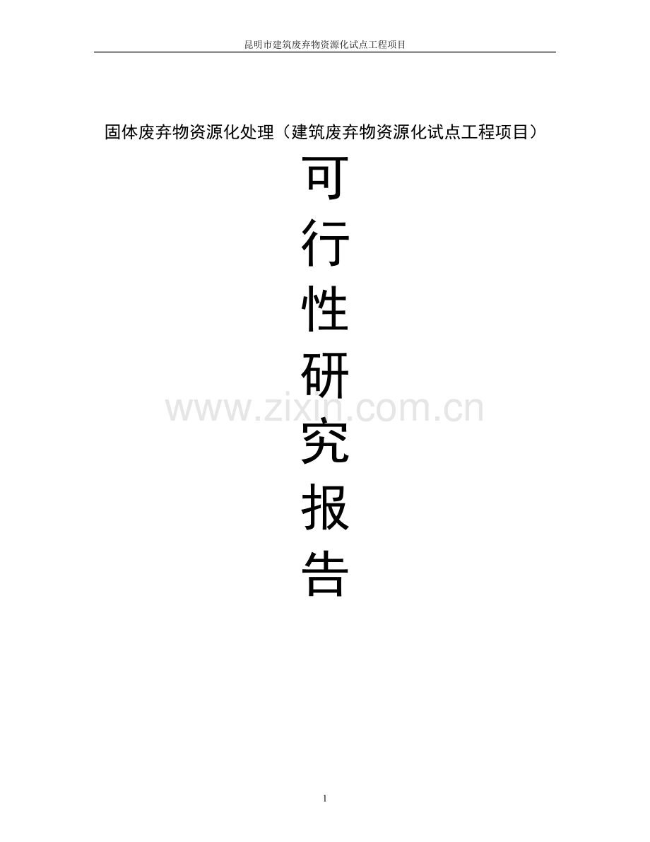 固体废弃物资源化处理(建筑废弃物资源化试点工程项目)可行性研究报告.doc_第1页