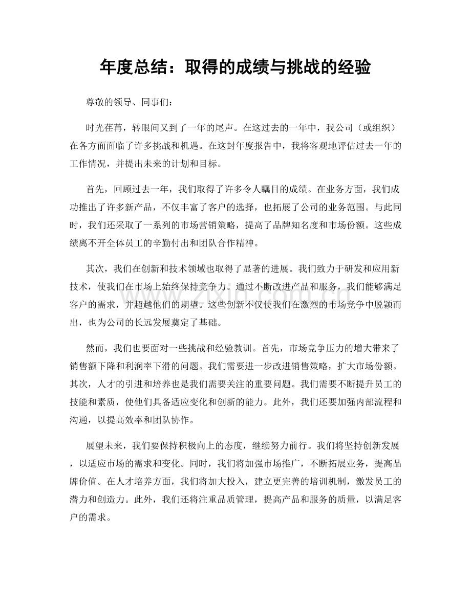 年度总结：取得的成绩与挑战的经验.docx_第1页