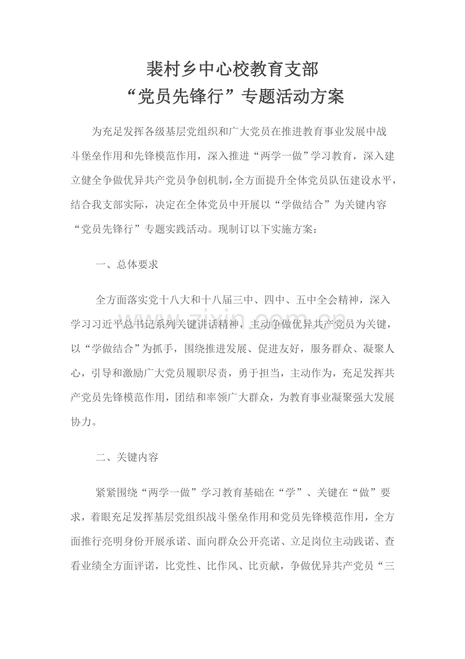 党员先锋行主题活动专业方案.doc_第1页