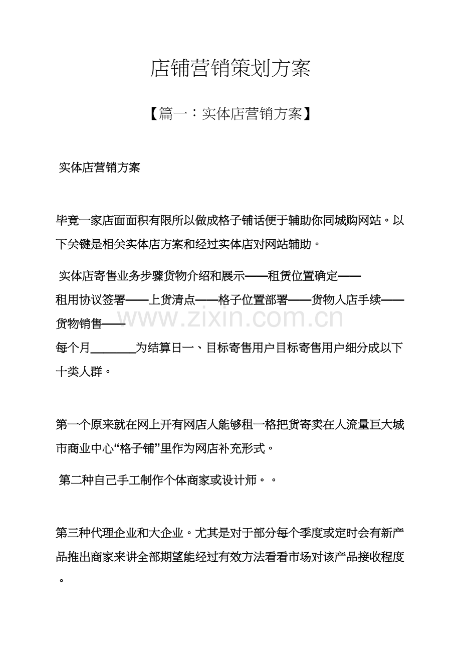 店铺营销专业策划专项方案.docx_第1页