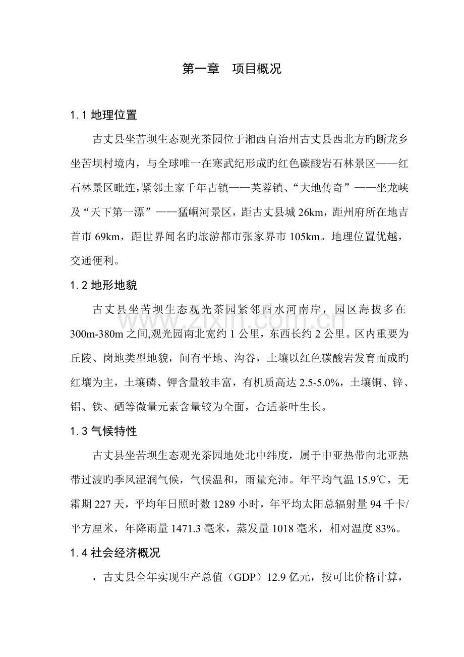 古丈县坐苦坝生态观光茶园重点规划报告.docx_第1页