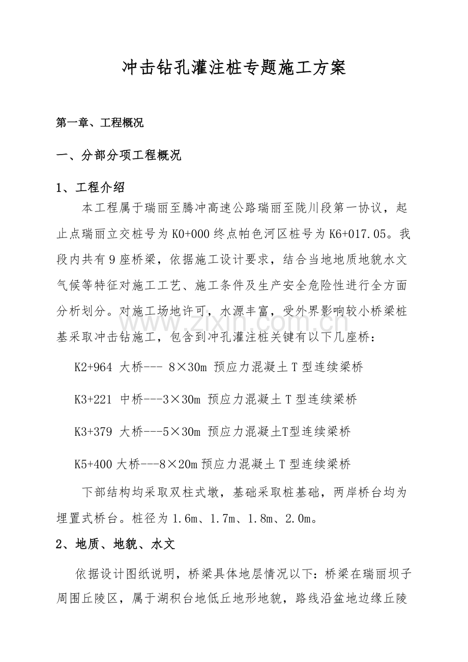 专项综合标准施工专业方案冲击钻.doc_第1页