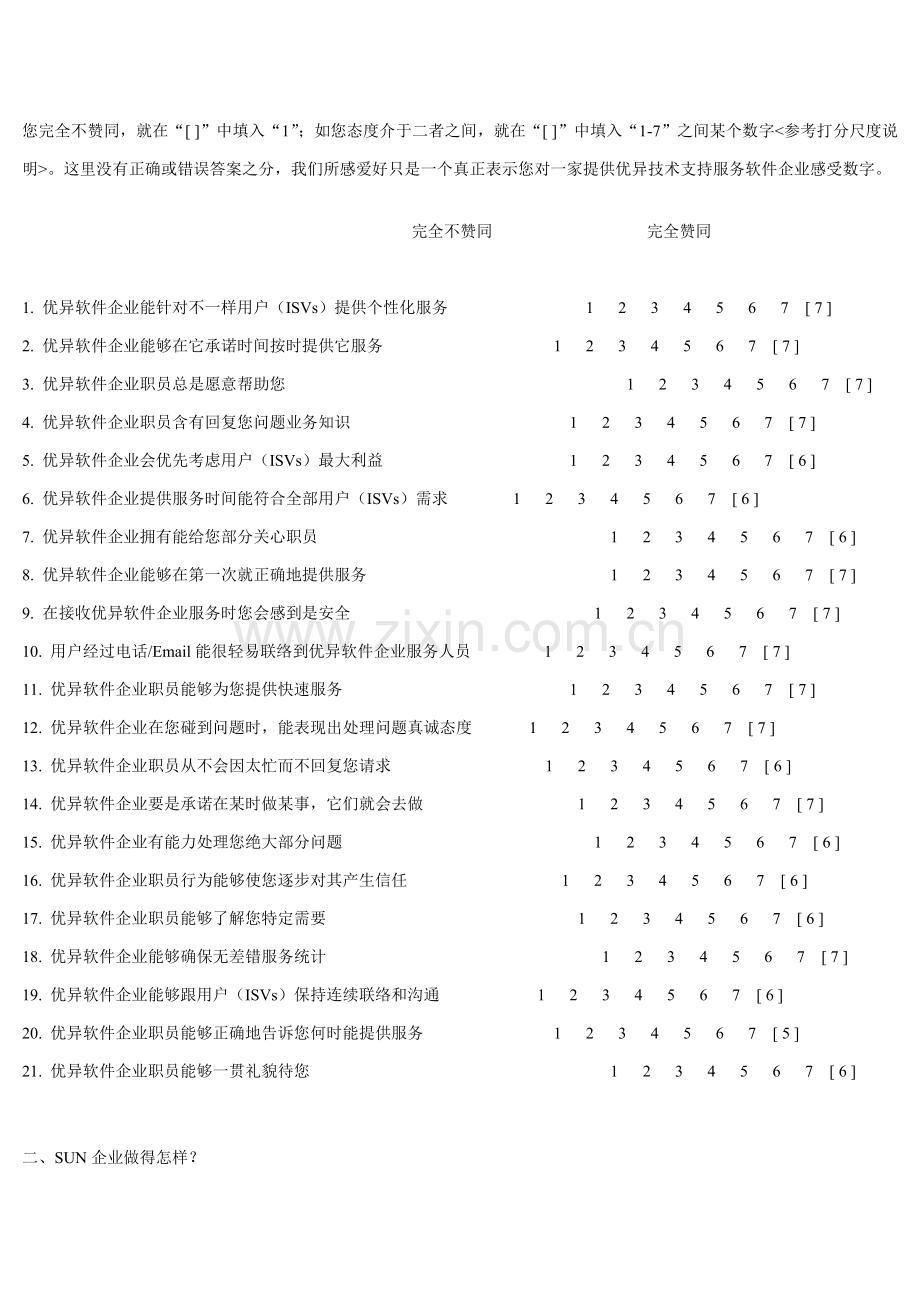 SUN公司软件关键技术支持服务质量调查问卷.doc_第2页