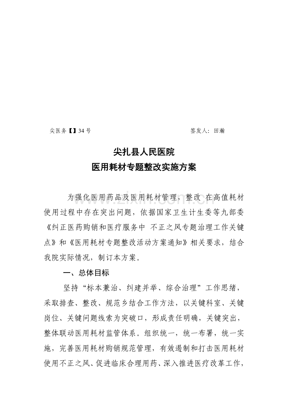 医用耗材专项整治实施专业方案.doc_第1页
