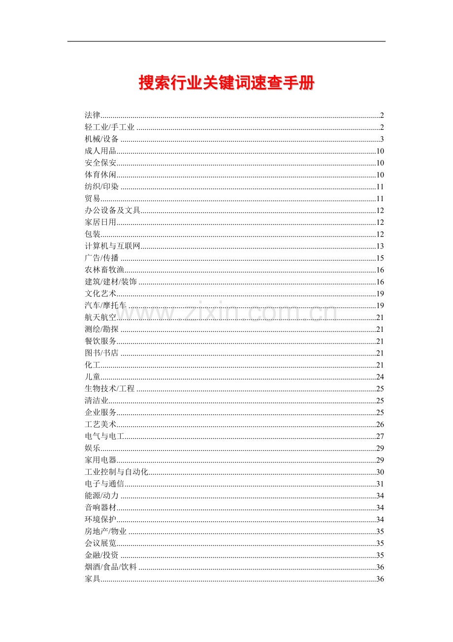百度行业关键词.doc_第1页