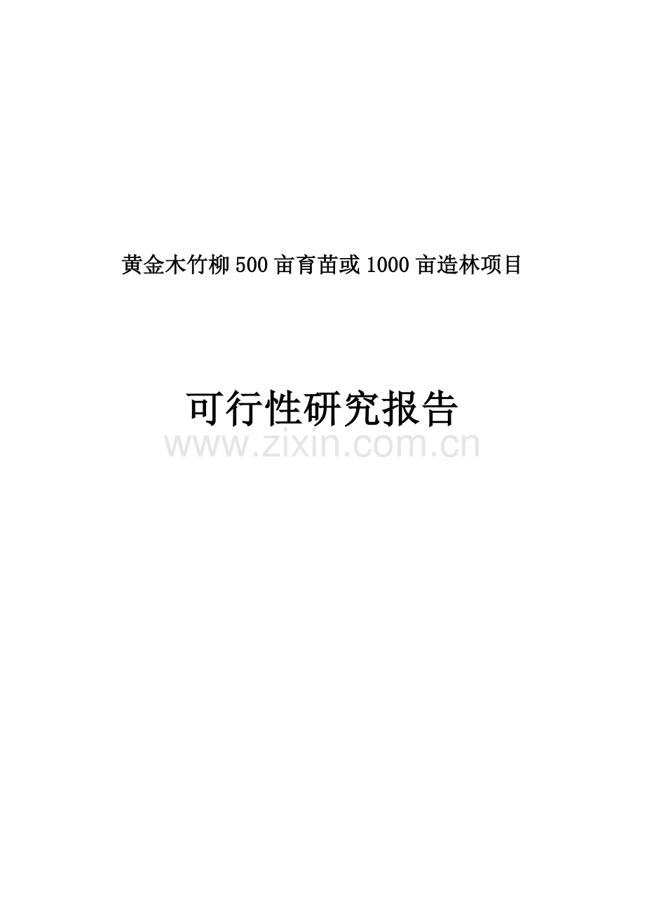 黄金木竹柳500亩育苗或1000亩造林项目申请建设可研报告.doc_第1页