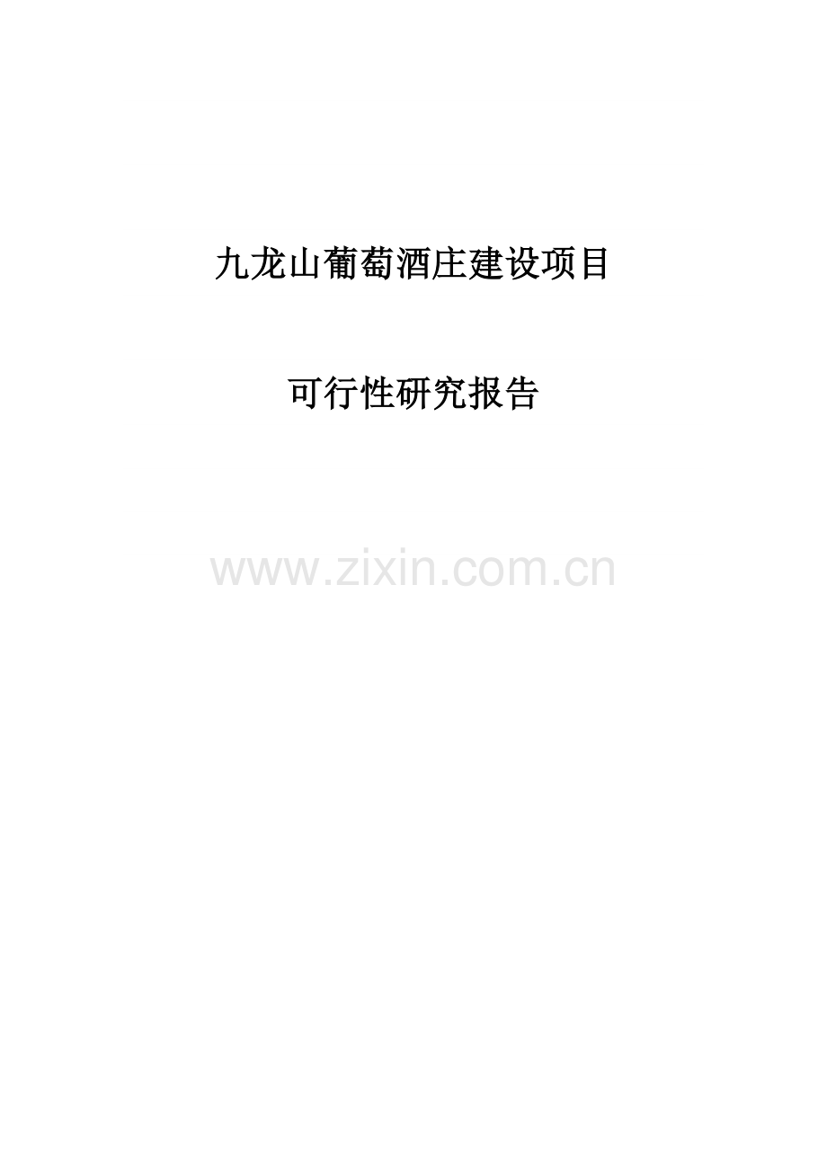 九龙山葡萄酒庄项目可行性研究报告.doc_第1页