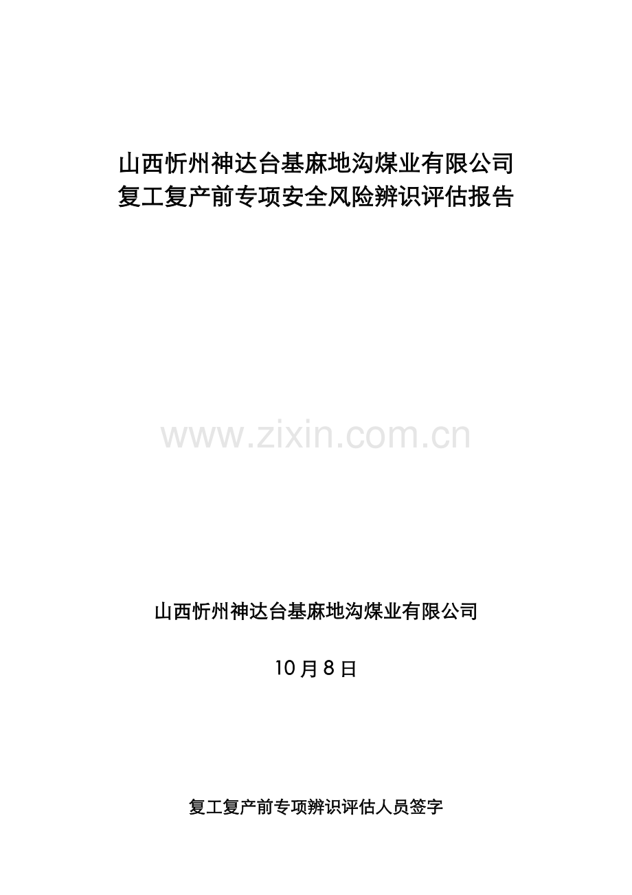 复工复产前专项安全风险辨识范文.doc_第1页