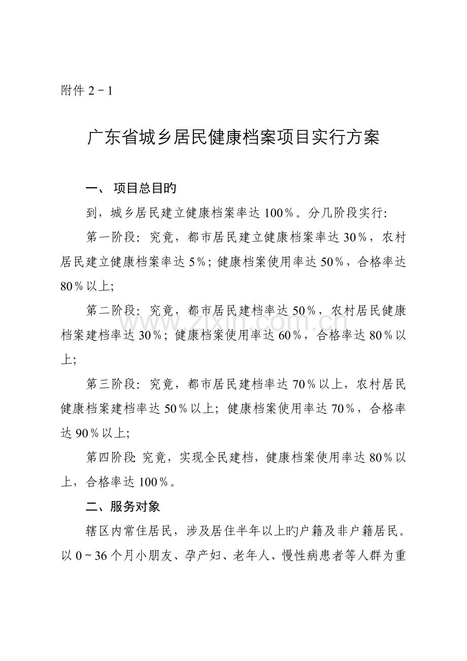 城乡居民健康档案专项项目实施专题方案.docx_第1页