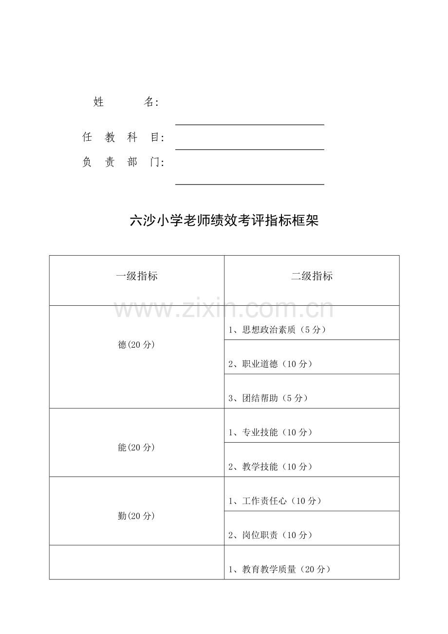 小学教师绩效考核手册模板.doc_第2页