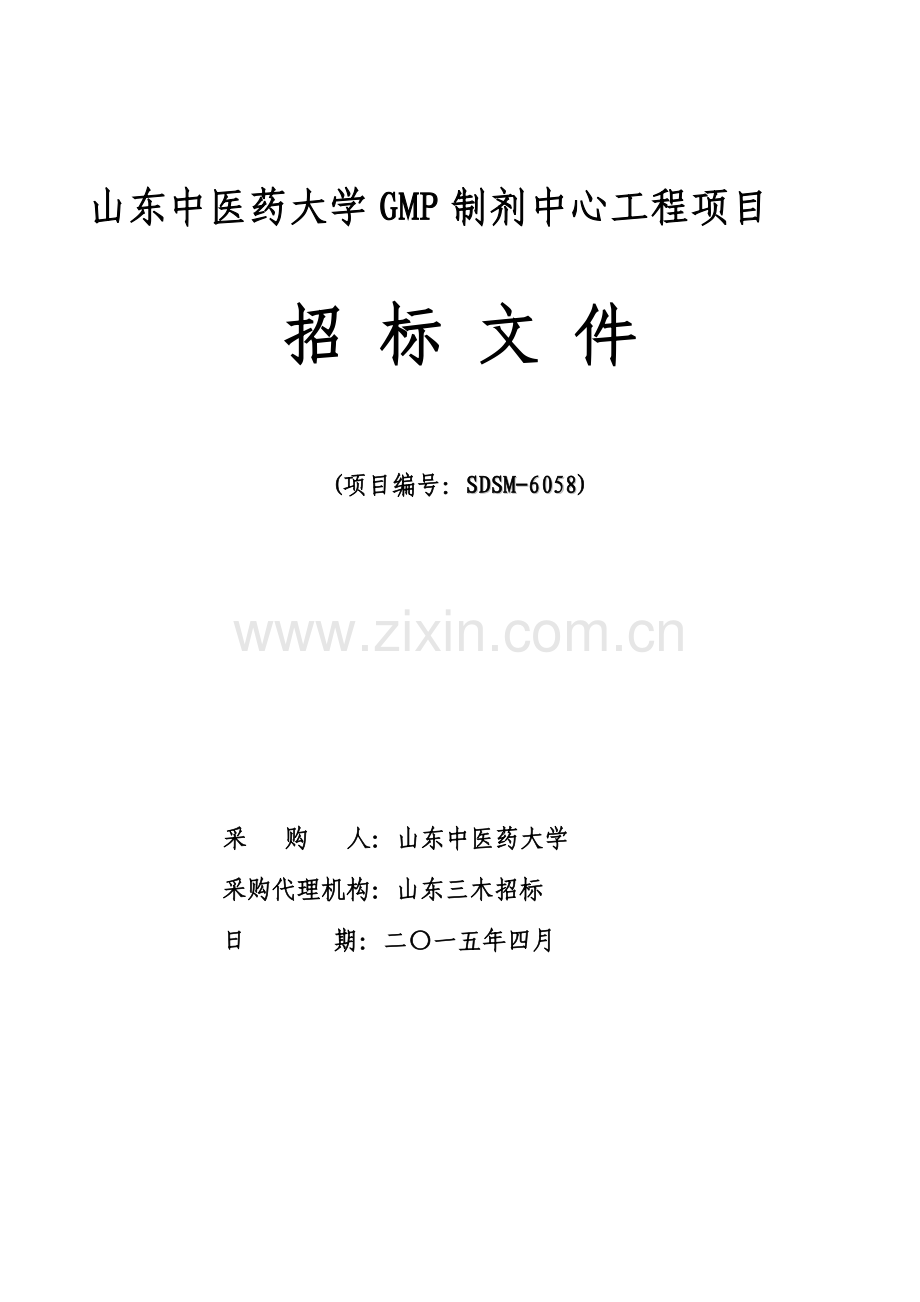 医药大学GMP制剂中心工程项目招标文件模板.doc_第1页