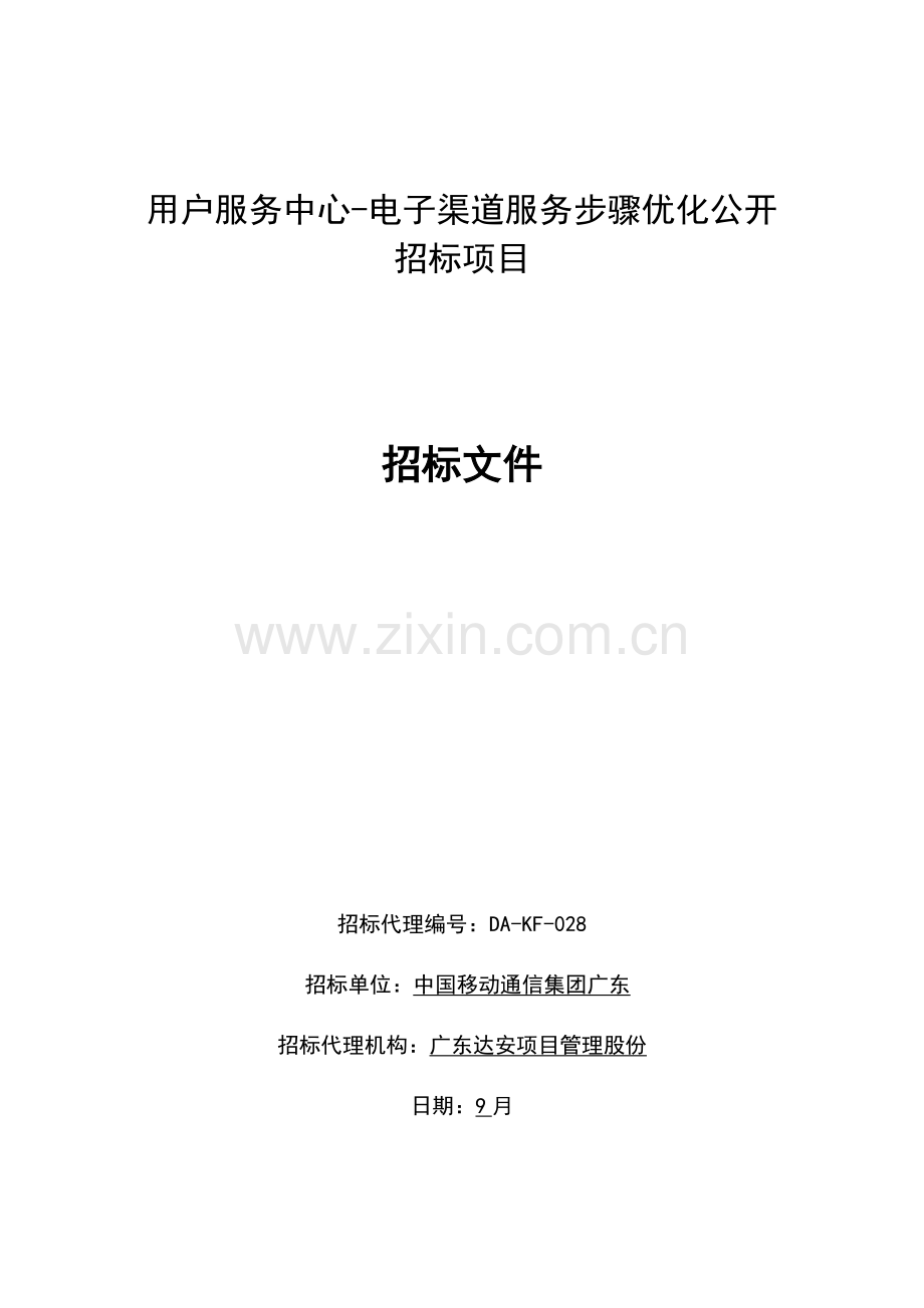 客户服务中心电子渠道服务流程优化公开招标文件模板.doc_第1页