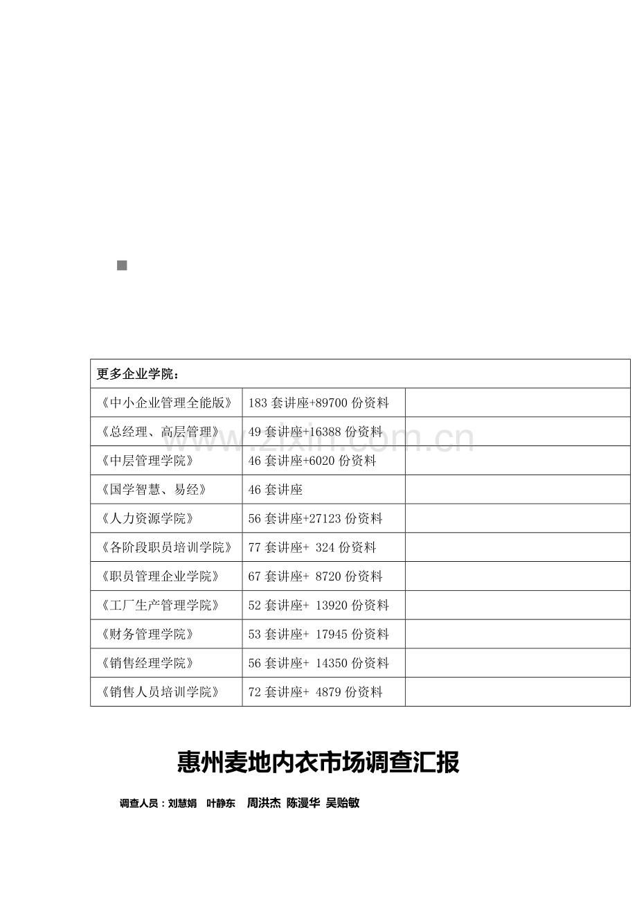 惠州麦地内衣年度市场调查报告样本.doc_第1页
