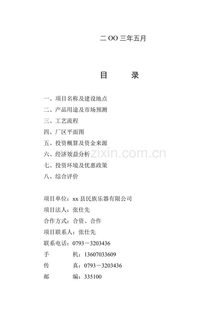 扩建民族乐器生产线建设可行性研究报告.doc_第2页