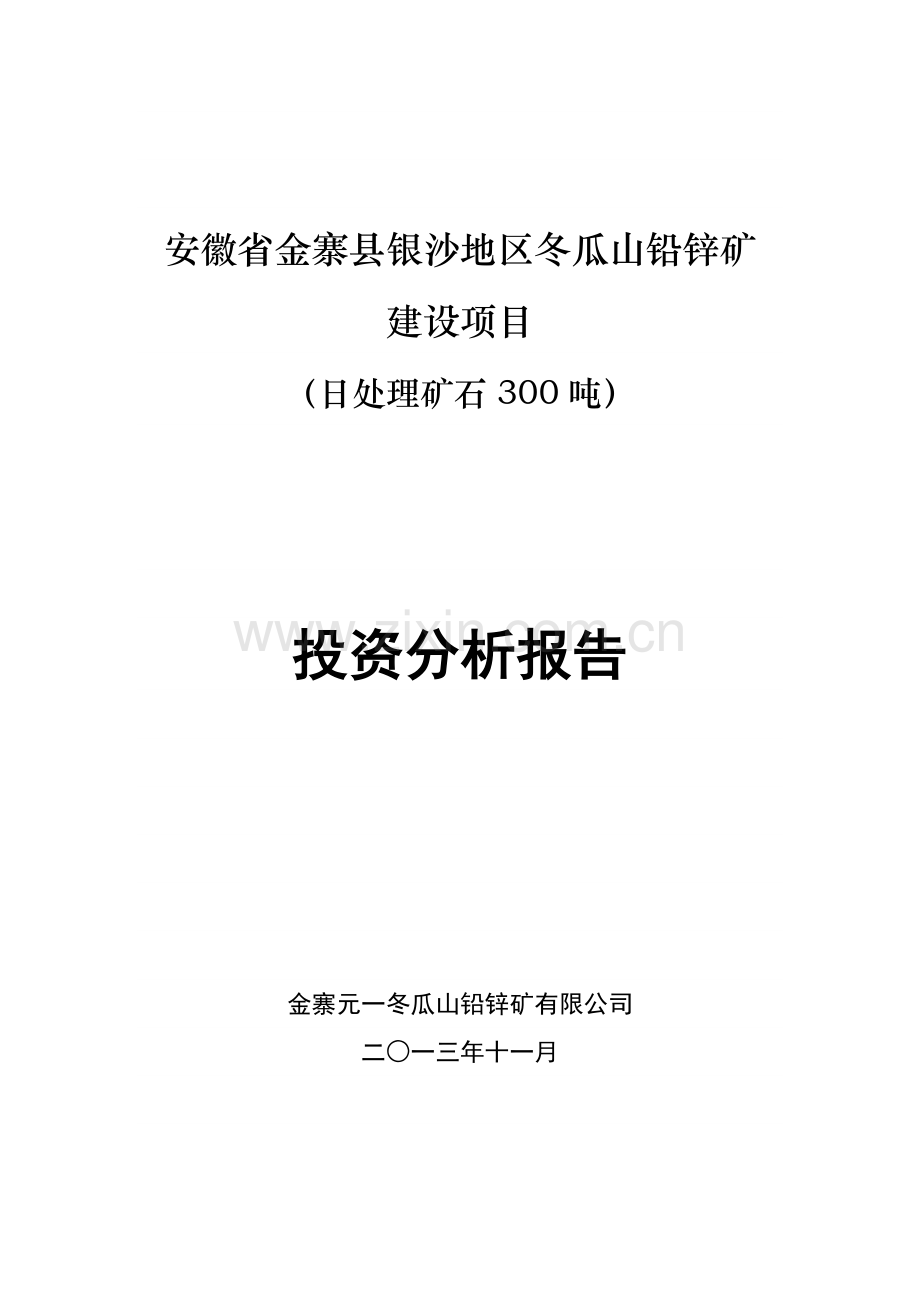 铅锌矿项目(日处理矿石300吨)投资可行性研究报告.doc_第1页