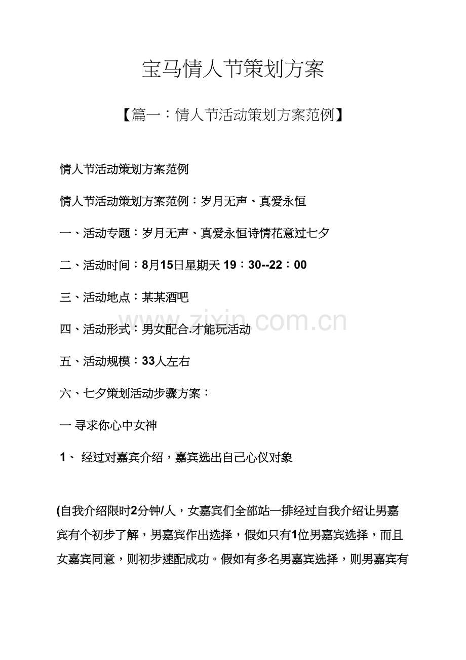 宝马情人节专业策划专项方案.docx_第1页