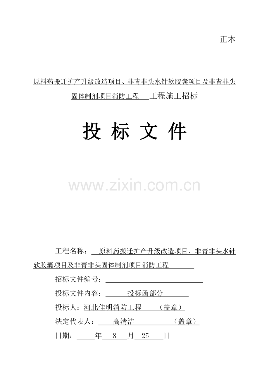 固体制剂项目消防工程施工招标文件模板.doc_第1页