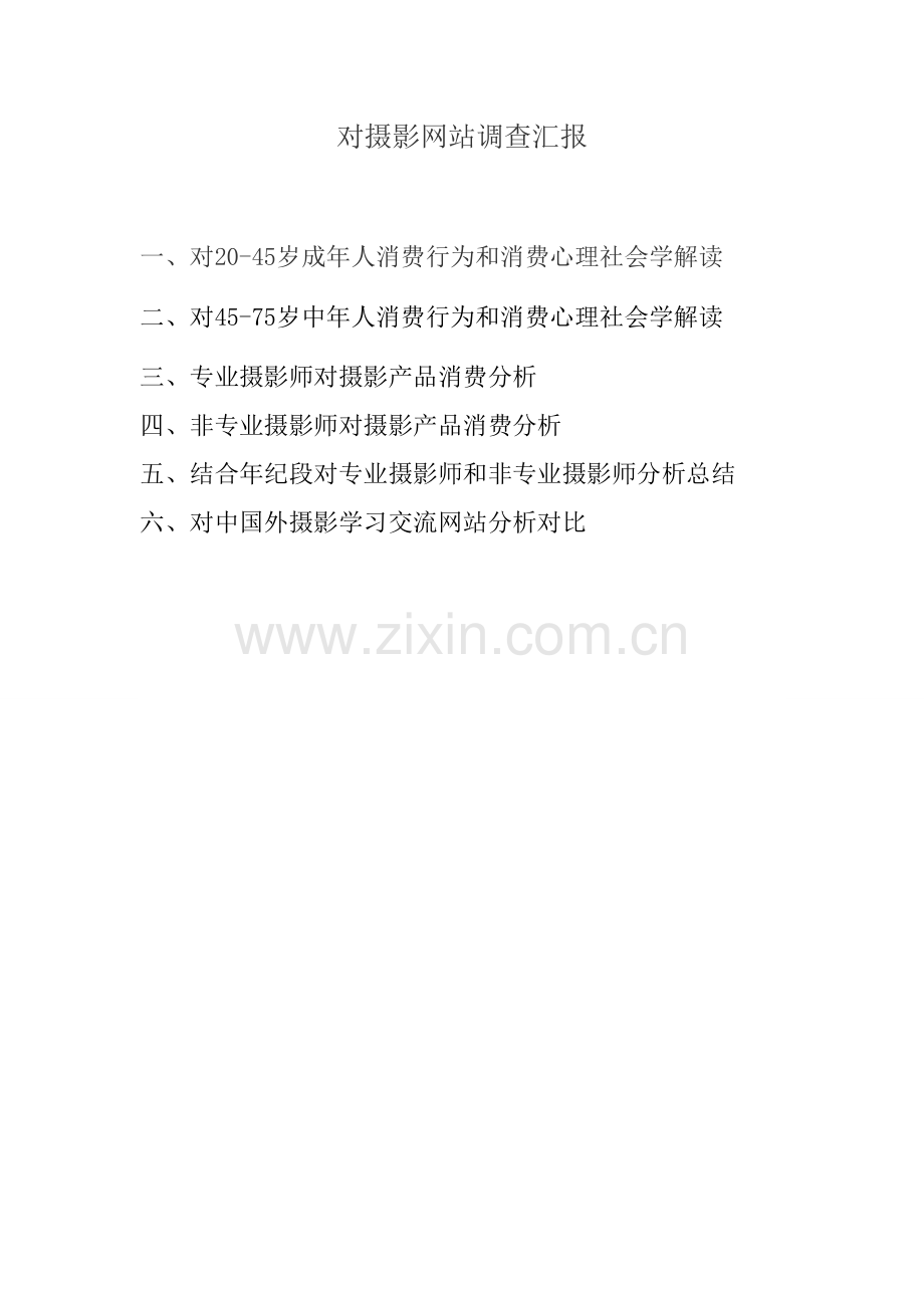 对摄影网站的调查分析报告.doc_第1页