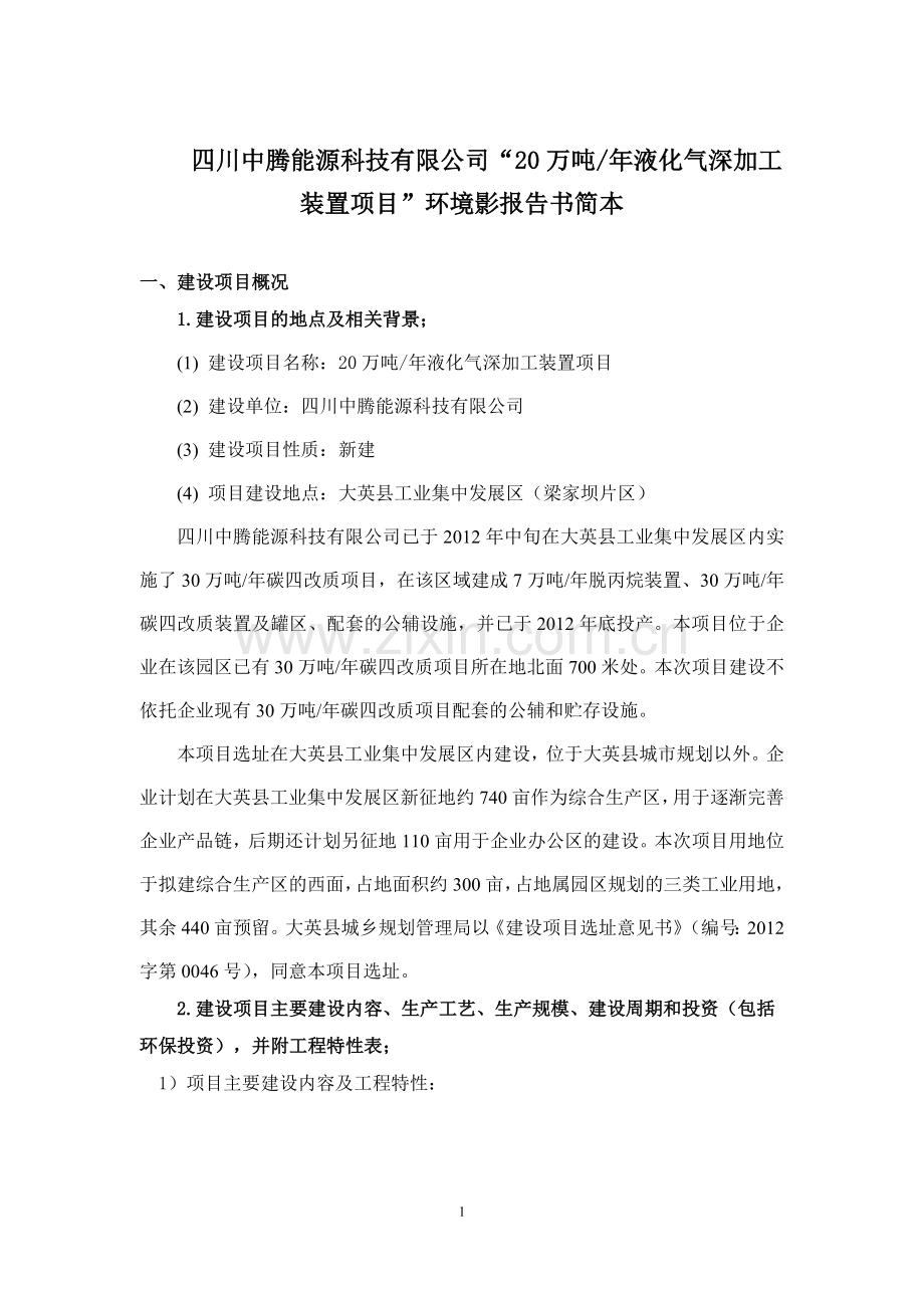 四川中腾能源20万吨年液化气深加工装置项目环境影响评价报告书.doc_第1页