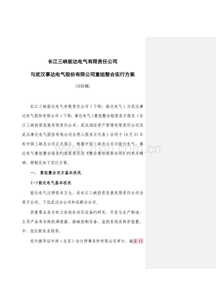 公司重组整合实施专题方案.docx_第1页