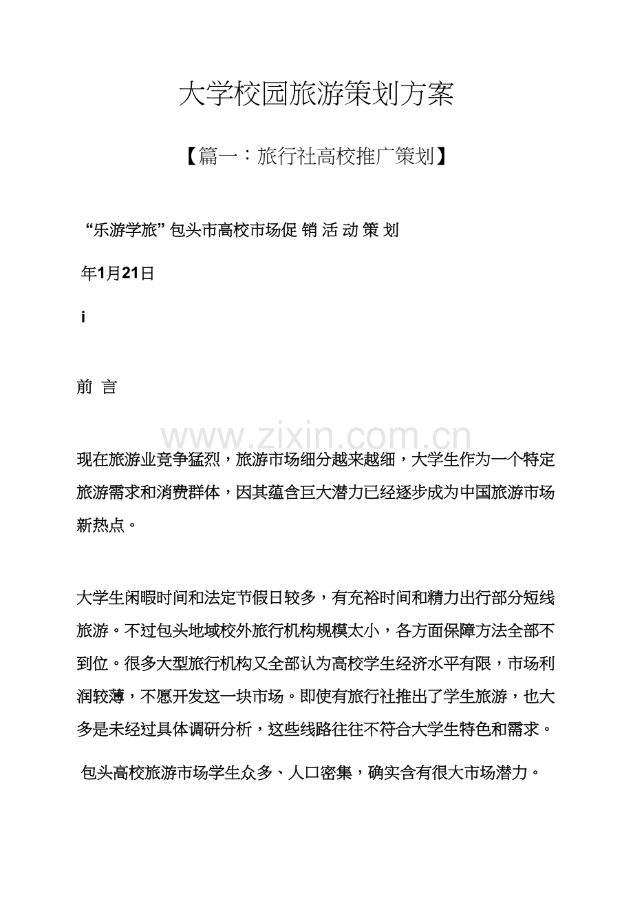 学校作文之大学校园旅游专业策划专项方案.docx_第1页