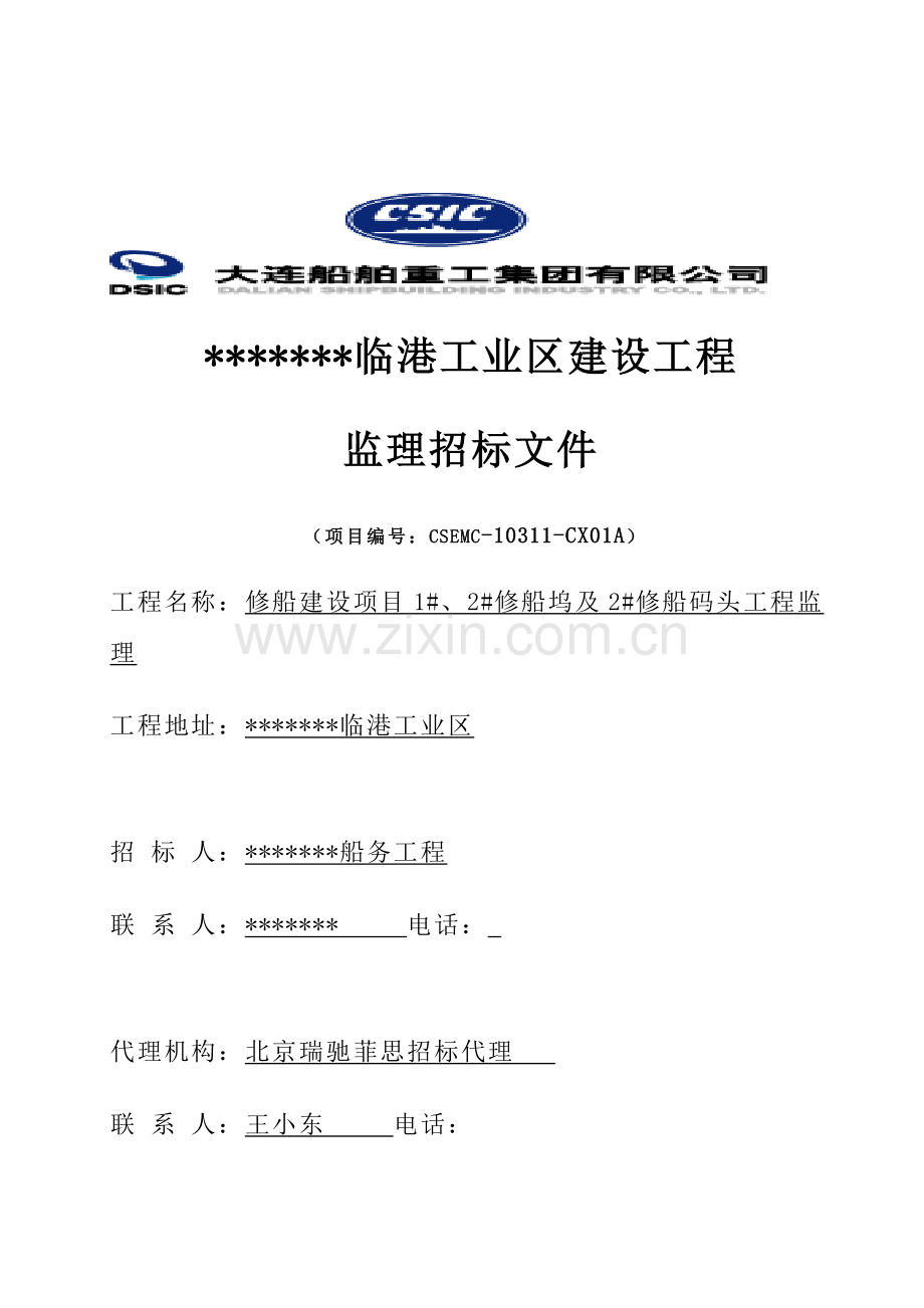 临港工业园船坞招标文件范本模板.doc_第1页