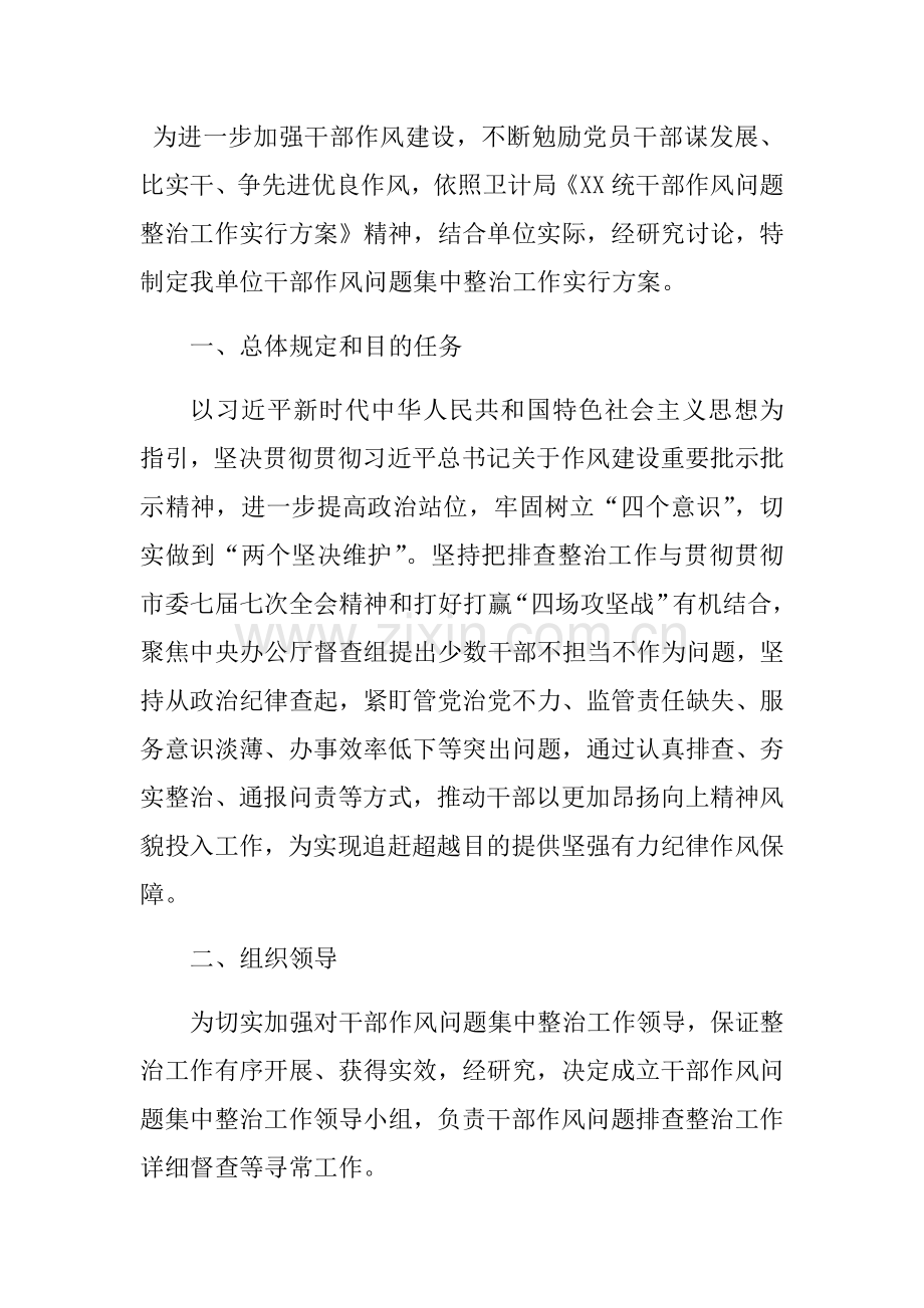 干部作风问题整改工作的实施专项方案.doc_第1页
