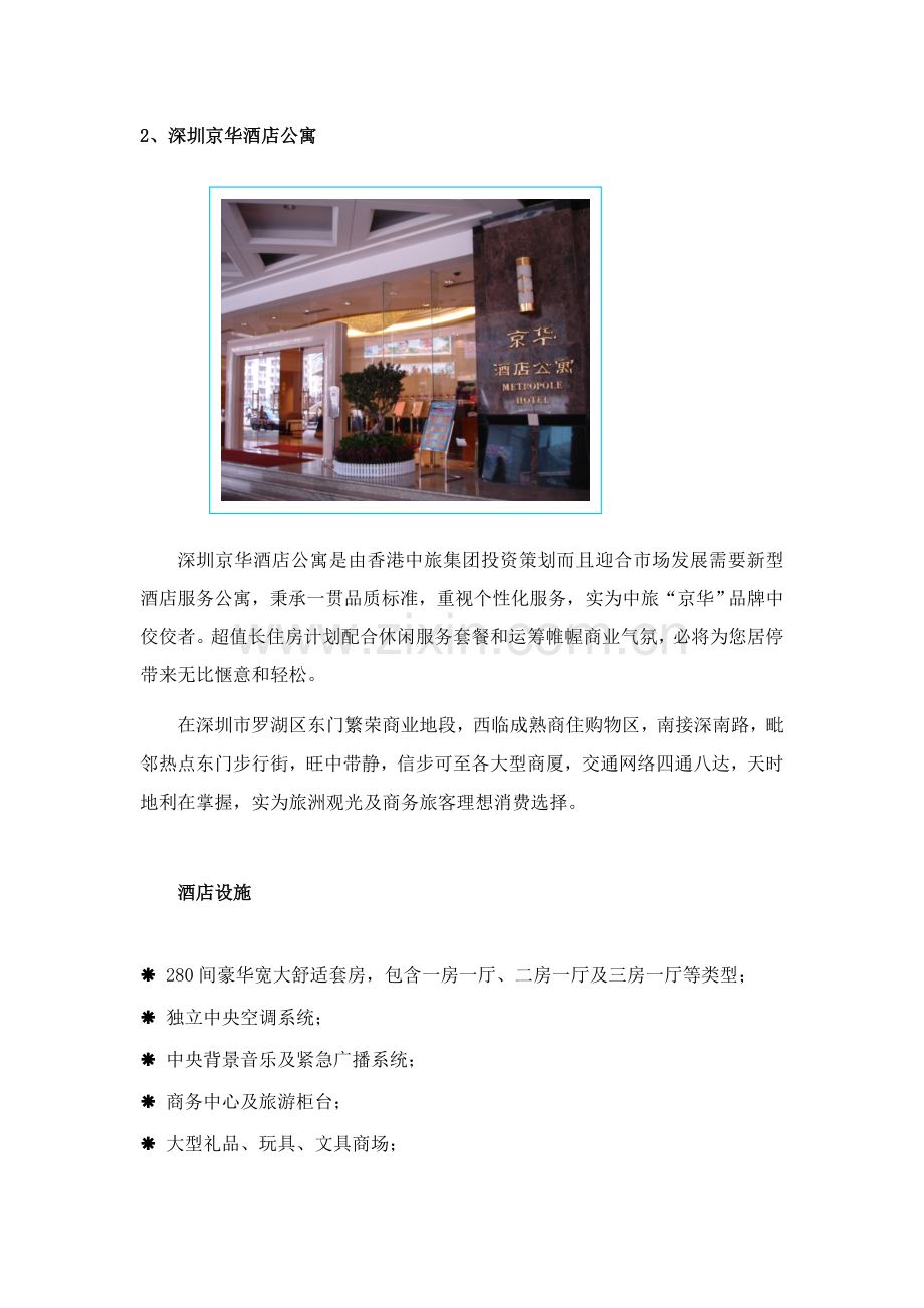 市酒店式公寓调研及分析教材模板.doc_第1页