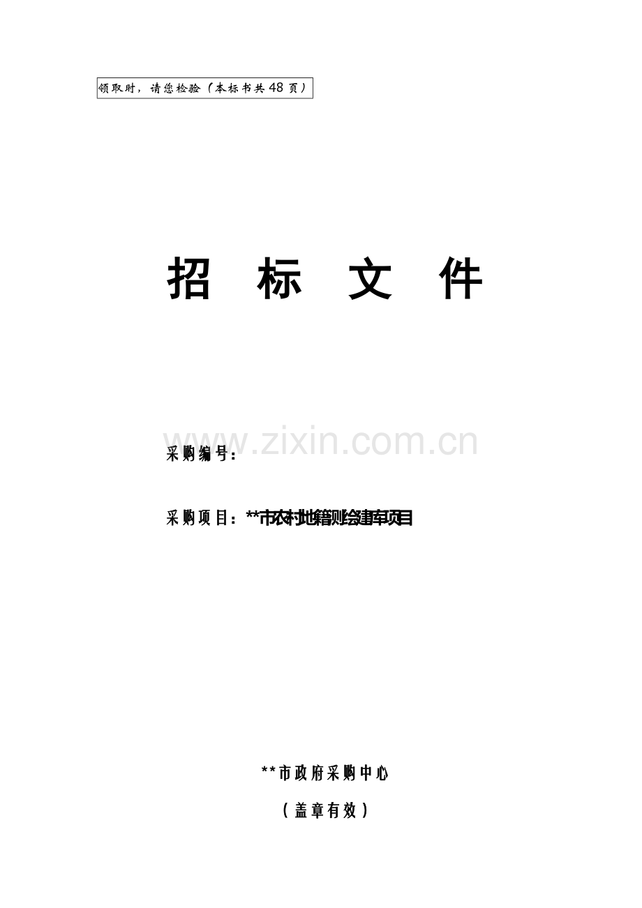市农村地籍测绘建库项目招标文件模板.doc_第1页